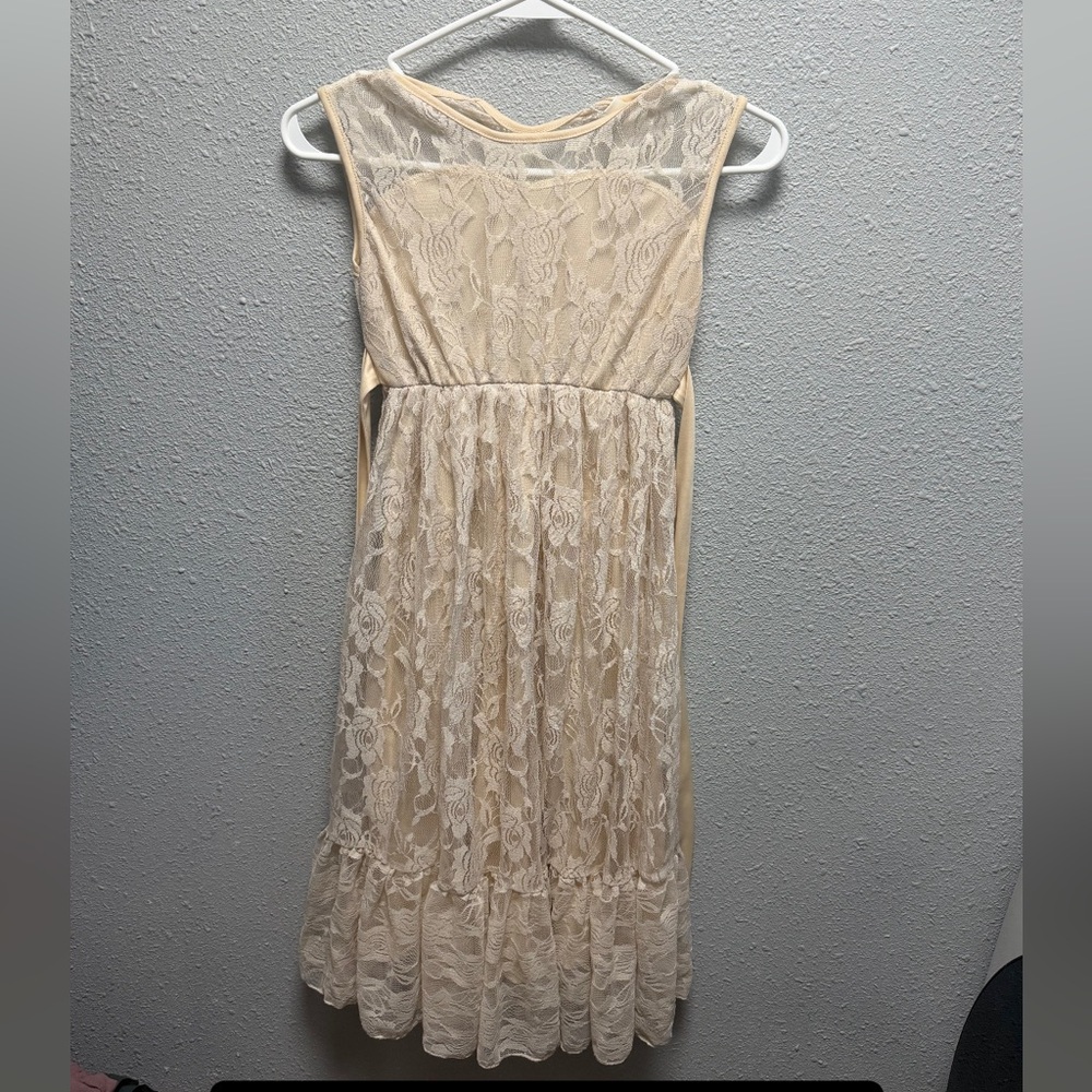 Charming Cream Lace Kids Dress